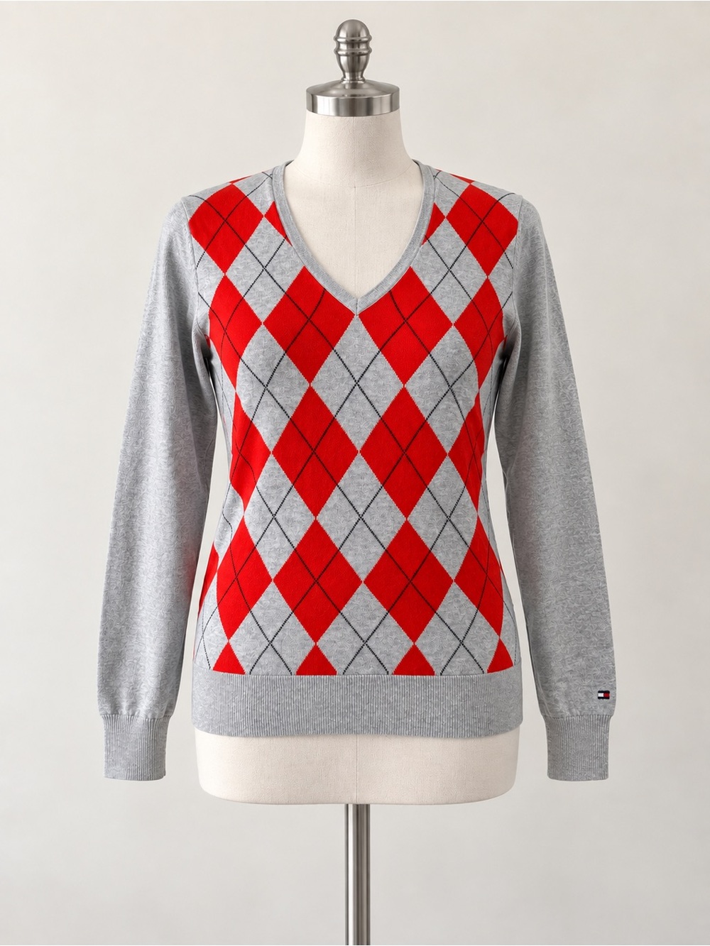 Tommy Hilfiger Pima cotton argyle V-neck sweater size M